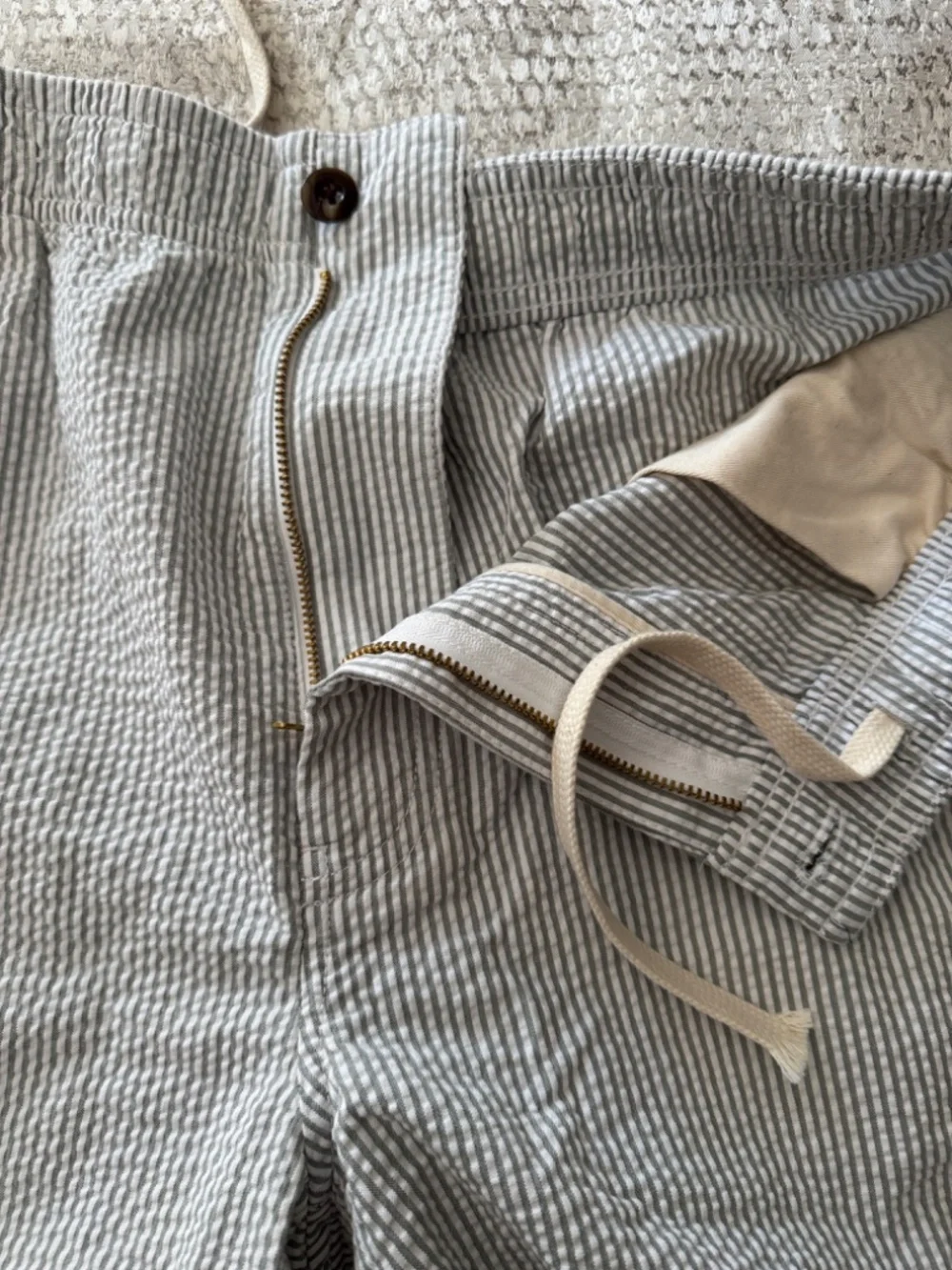 J. Crew Blue and White Seersucker Flat Front Shorts